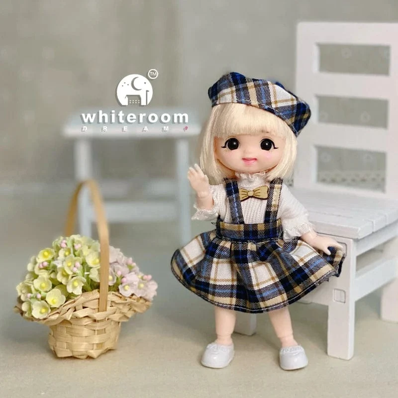 Neue BjD 16CM Puppe für Gitls 13 bewegliche Gelenke süßes Gesicht und blaue Augen mit Kleidung Schuhe Mini Puppen Mädchen Geschenk für Mädchen DIY Spielzeug