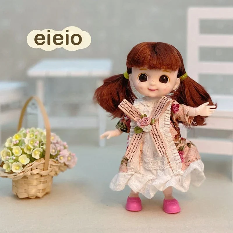 Neue BjD 16CM Puppe für Gitls 13 bewegliche Gelenke süßes Gesicht und blaue Augen mit Kleidung Schuhe Mini Puppen Mädchen Geschenk für Mädchen DIY Spielzeug