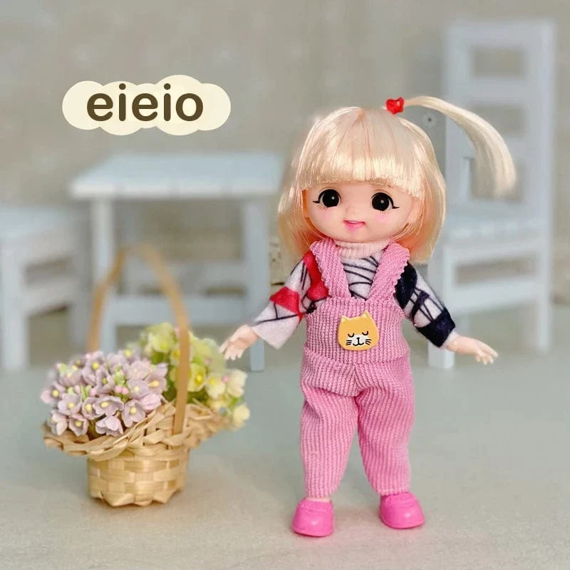 Neue BjD 16CM Puppe für Gitls 13 bewegliche Gelenke süßes Gesicht und blaue Augen mit Kleidung Schuhe Mini Puppen Mädchen Geschenk für Mädchen DIY Spielzeug