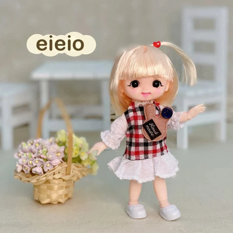 Neue BjD 16CM Puppe für Gitls 13 bewegliche Gelenke süßes Gesicht und blaue Augen mit Kleidung Schuhe Mini Puppen Mädchen Geschenk für Mädchen DIY Spielzeug
