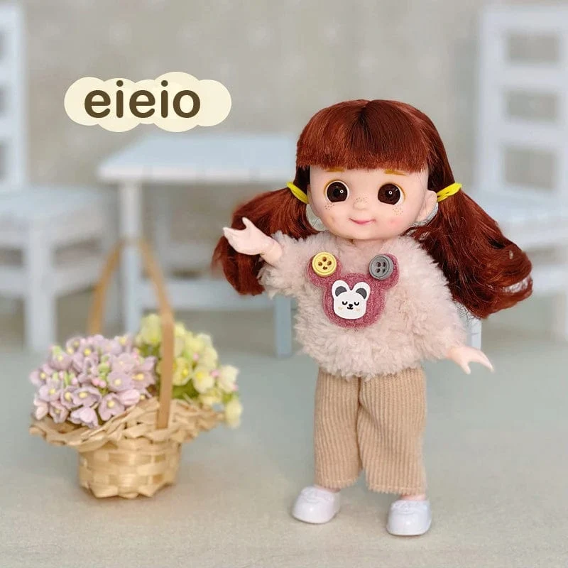 Neue BjD 16CM Puppe für Gitls 13 bewegliche Gelenke süßes Gesicht und blaue Augen mit Kleidung Schuhe Mini Puppen Mädchen Geschenk für Mädchen DIY Spielzeug