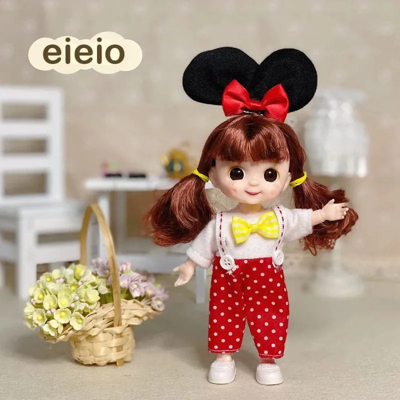 Neue BjD 16CM Puppe für Gitls 13 bewegliche Gelenke süßes Gesicht und blaue Augen mit Kleidung Schuhe Mini Puppen Mädchen Geschenk für Mädchen DIY Spielzeug