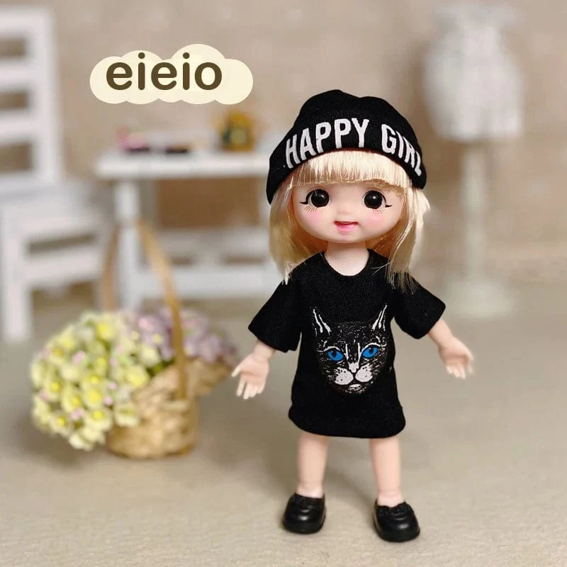Neue BjD 16CM Puppe für Gitls 13 bewegliche Gelenke süßes Gesicht und blaue Augen mit Kleidung Schuhe Mini Puppen Mädchen Geschenk für Mädchen DIY Spielzeug