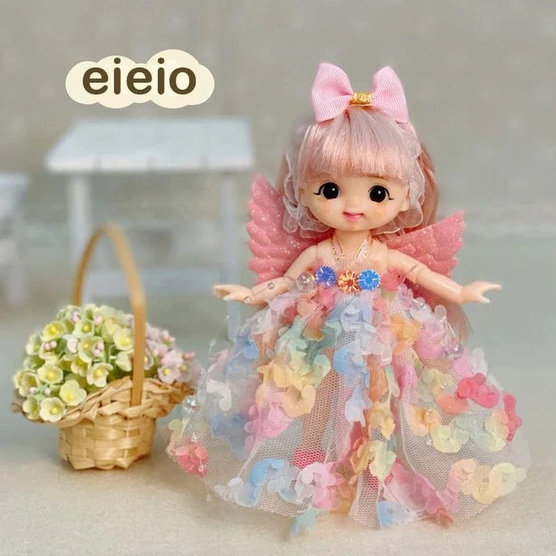 Neue BjD 16CM Puppe für Gitls 13 bewegliche Gelenke süßes Gesicht und blaue Augen mit Kleidung Schuhe Mini Puppen Mädchen Geschenk für Mädchen DIY Spielzeug