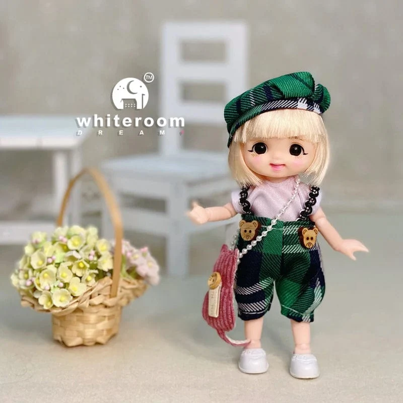 Neue BjD 16CM Puppe für Gitls 13 bewegliche Gelenke süßes Gesicht und blaue Augen mit Kleidung Schuhe Mini Puppen Mädchen Geschenk für Mädchen DIY Spielzeug