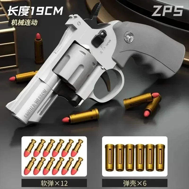 Magnum Zp-5 357 Langer Revolver aus Legierung, weiche Kugel, kann abgefeuert werden, Pistole, Jungensimulation, Spielzeug, Repetierpistole, Geschenke für Kinder