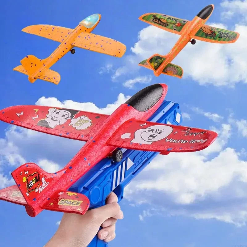 Schaumflugzeug 10M Launcher Katapult Segelflugzeug Flugzeug Pistole Spielzeug Kinder Outdoor Spiel Blase Modell Schießen Fly Kreisverkehr Spielzeug