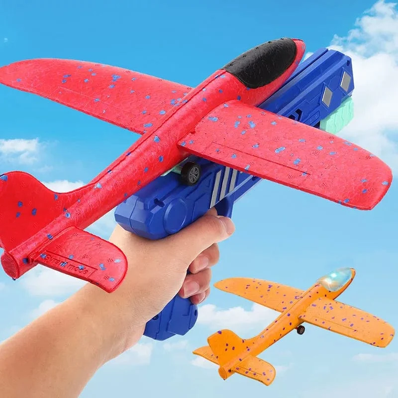 Schaumflugzeug 10M Launcher Katapult Segelflugzeug Flugzeug Pistole Spielzeug Kinder Outdoor Spiel Blase Modell Schießen Fly Kreisverkehr Spielzeug