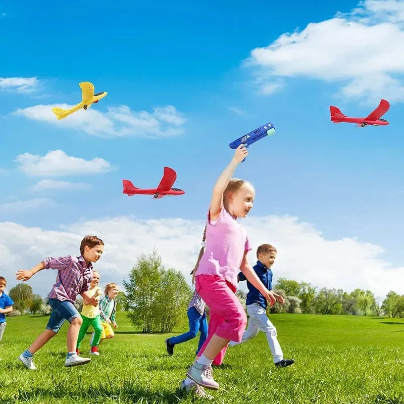 Schaumflugzeug 10M Launcher Katapult Segelflugzeug Flugzeug Pistole Spielzeug Kinder Outdoor Spiel Blase Modell Schießen Fly Kreisverkehr Spielzeug