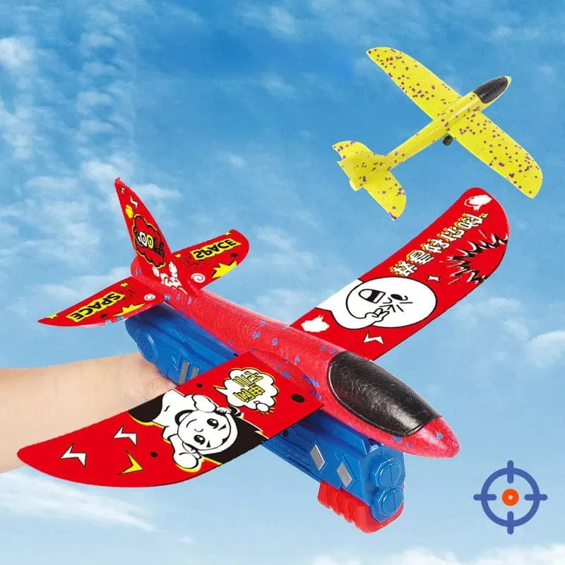 Schaumflugzeug 10M Launcher Katapult Segelflugzeug Flugzeug Pistole Spielzeug Kinder Outdoor Spiel Blase Modell Schießen Fly Kreisverkehr Spielzeug