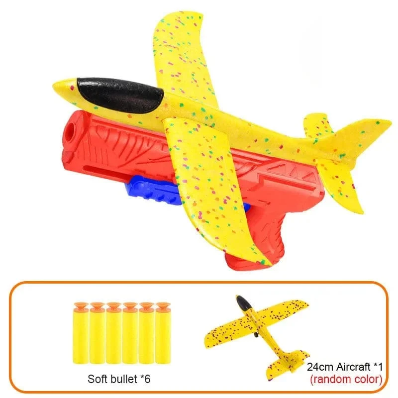 Schaumflugzeug 10M Launcher Katapult Segelflugzeug Flugzeug Pistole Spielzeug Kinder Outdoor Spiel Blase Modell Schießen Fly Kreisverkehr Spielzeug