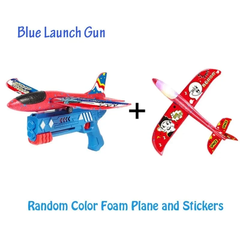 Schaumflugzeug 10M Launcher Katapult Segelflugzeug Flugzeug Pistole Spielzeug Kinder Outdoor Spiel Blase Modell Schießen Fly Kreisverkehr Spielzeug