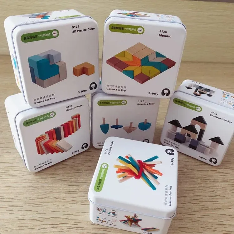 Kinder Holzpuzzle Domino Tangram Spielzeug Frühes Lernen Bildung Intelligenz Kinder Interaktives Spiel Spielzeug mit Kleinkasten