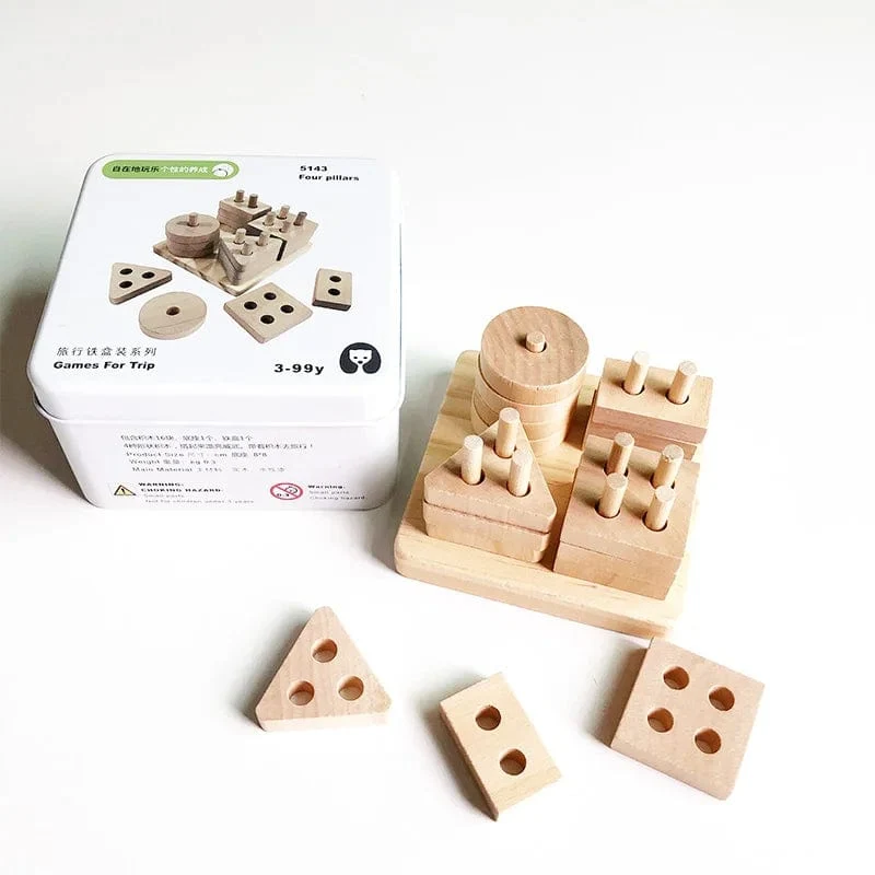 Kinder Holzpuzzle Domino Tangram Spielzeug Frühes Lernen Bildung Intelligenz Kinder Interaktives Spiel Spielzeug mit Kleinkasten