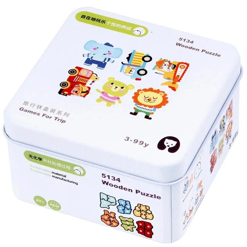 Kinder Holzpuzzle Domino Tangram Spielzeug Frühes Lernen Bildung Intelligenz Kinder Interaktives Spiel Spielzeug mit Kleinkasten