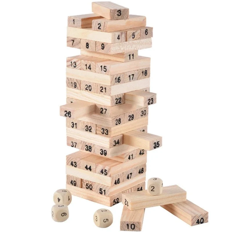 54 Stücke Bausteine ​​Spielzeug Lustige Mini Holzturm Hartholz Domino Stapler Extrakt Montessori Lernspiel für Kinder Geschenke