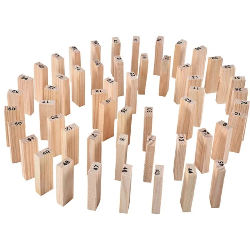 54 Stücke Bausteine ​​Spielzeug Lustige Mini Holzturm Hartholz Domino Stapler Extrakt Montessori Lernspiel für Kinder Geschenke