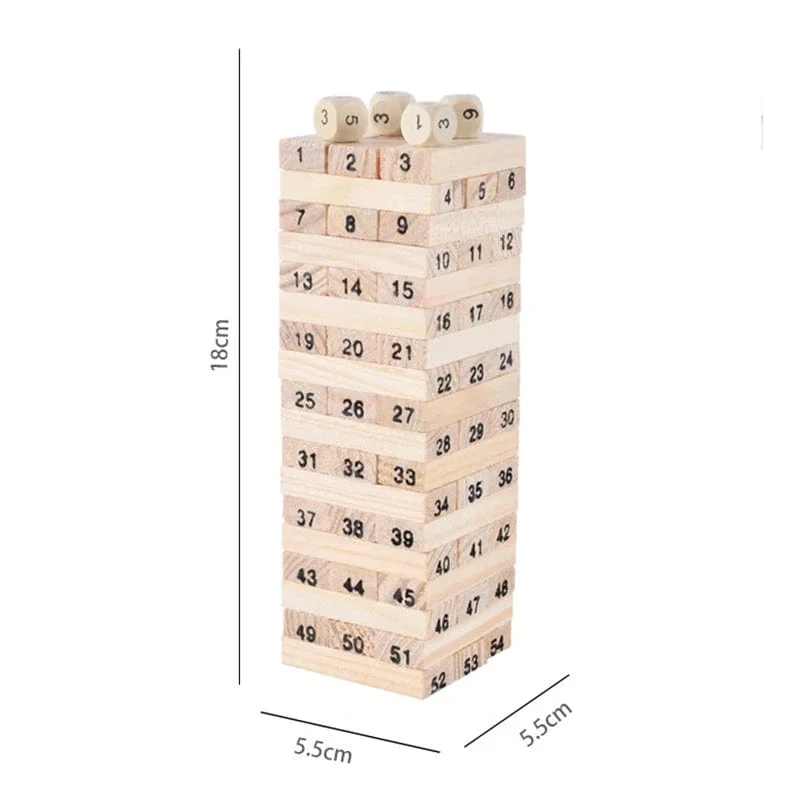 54 Stücke Bausteine ​​Spielzeug Lustige Mini Holzturm Hartholz Domino Stapler Extrakt Montessori Lernspiel für Kinder Geschenke