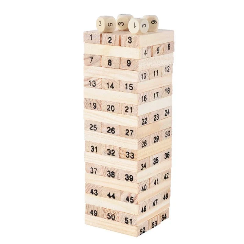 54 Stücke Bausteine ​​Spielzeug Lustige Mini Holzturm Hartholz Domino Stapler Extrakt Montessori Lernspiel für Kinder Geschenke