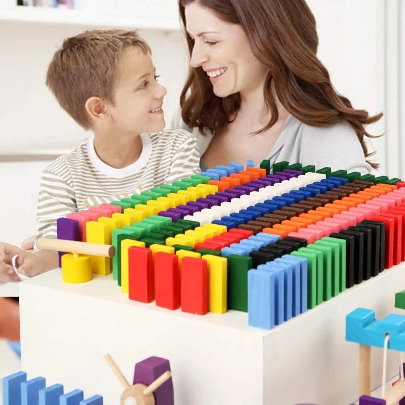 Montessori Holzspielzeug Domino Institution Zubehör Orgelblöcke Set Hand-Auge-Koordination Dominosteine ​​Spiele Kinder Lernspielzeug