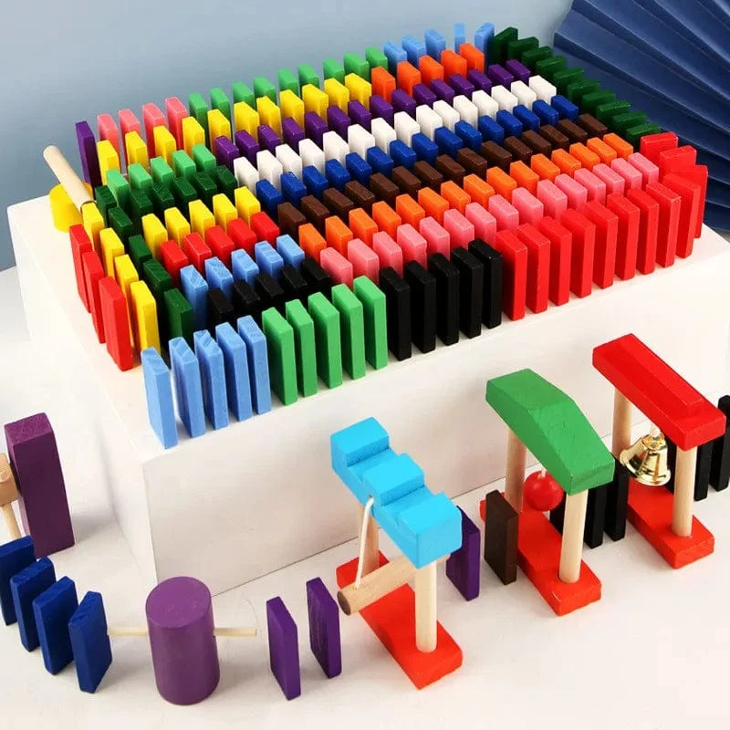 Montessori Holzspielzeug Domino Institution Zubehör Orgelblöcke Set Hand-Auge-Koordination Dominosteine ​​Spiele Kinder Lernspielzeug