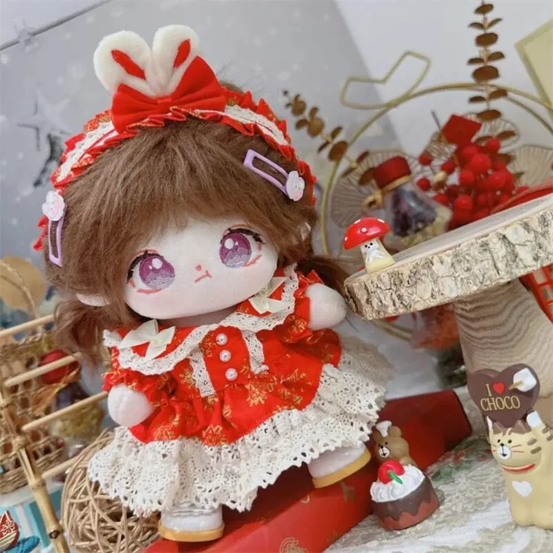 1Set Handgemachte 10/20cm Puppe Kleidung Maid Kleid Stirnband Schürze Kpop Plüsch Puppen Outfit Spielzeug Baby Puppe der Zubehör Cos Anzug