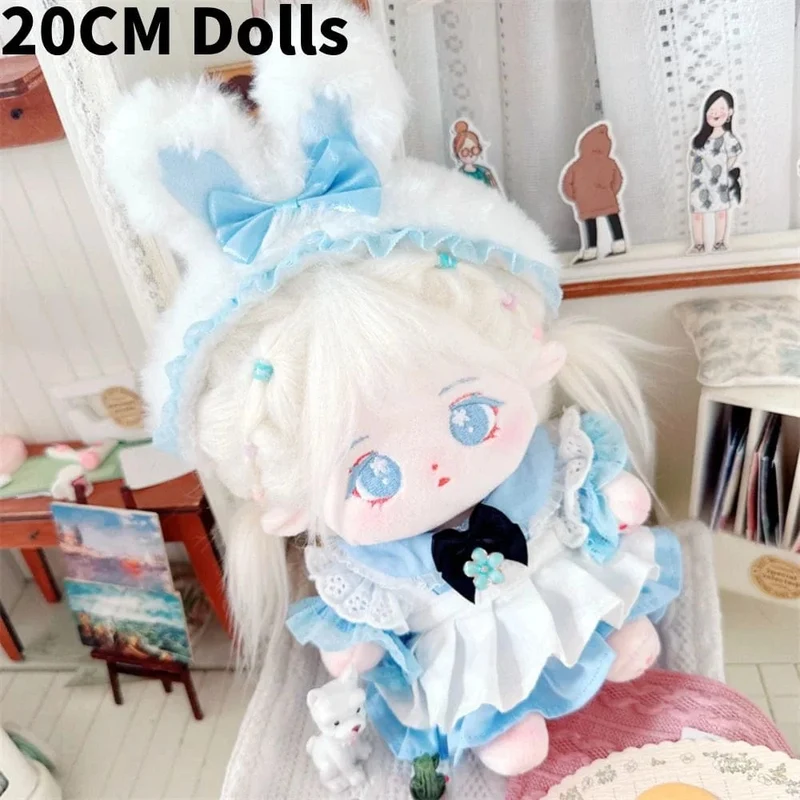 1Set Handgemachte 10/20cm Puppe Kleidung Maid Kleid Stirnband Schürze Kpop Plüsch Puppen Outfit Spielzeug Baby Puppe der Zubehör Cos Anzug