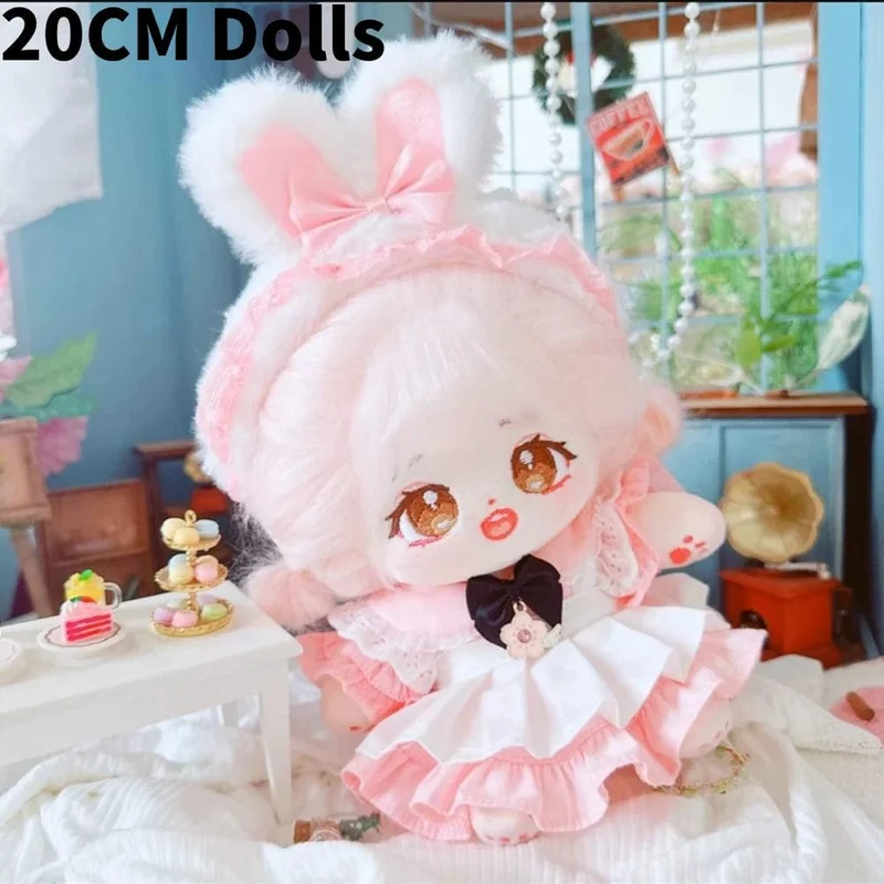 1Set Handgemachte 10/20cm Puppe Kleidung Maid Kleid Stirnband Schürze Kpop Plüsch Puppen Outfit Spielzeug Baby Puppe der Zubehör Cos Anzug