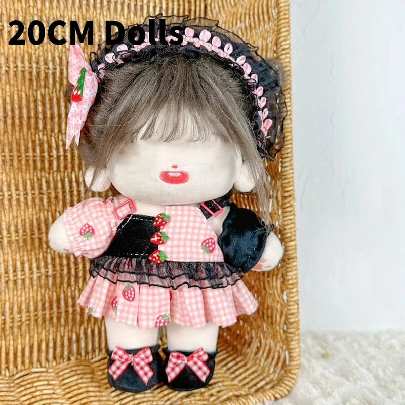 1Set Handgemachte 10/20cm Puppe Kleidung Maid Kleid Stirnband Schürze Kpop Plüsch Puppen Outfit Spielzeug Baby Puppe der Zubehör Cos Anzug