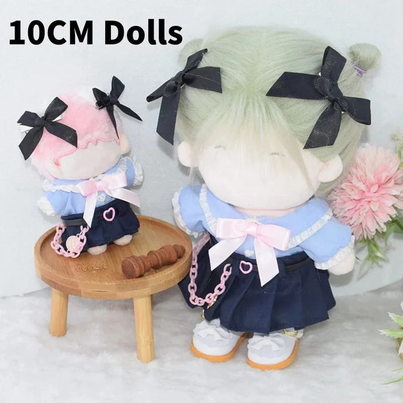 1Set Handgemachte 10/20cm Puppe Kleidung Maid Kleid Stirnband Schürze Kpop Plüsch Puppen Outfit Spielzeug Baby Puppe der Zubehör Cos Anzug