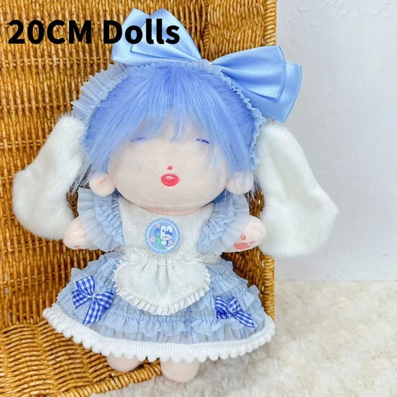 1Set Handgemachte 10/20cm Puppe Kleidung Maid Kleid Stirnband Schürze Kpop Plüsch Puppen Outfit Spielzeug Baby Puppe der Zubehör Cos Anzug