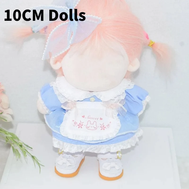1Set Handgemachte 10/20cm Puppe Kleidung Maid Kleid Stirnband Schürze Kpop Plüsch Puppen Outfit Spielzeug Baby Puppe der Zubehör Cos Anzug