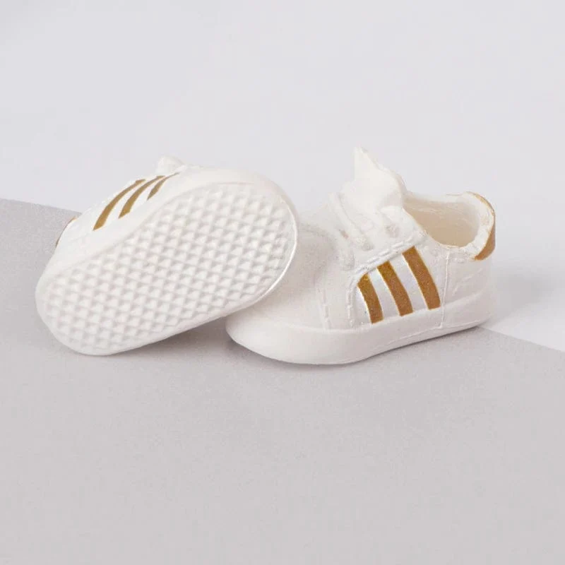 2 Stück gestreifte Sneaker-Puppenschuhe im Maßstab 1:12 (OB11), klassische Schuhe, passend für OB11 1/12 BJD Puppen mit abnehmbaren Ärmeln, GSC DOD, YMY Puppenzubehör