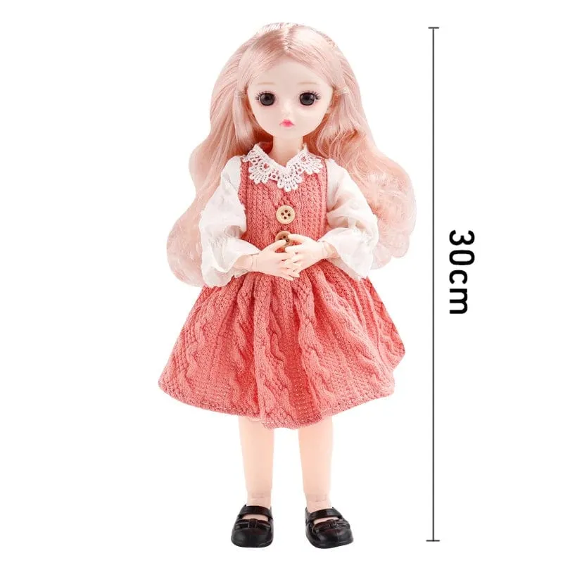 12 zoll 30 cm Prinzessin BJD Puppe Vollen Satz Kleidung Mädchen Geschenk Spielzeug Mit Rock Hut Kopfschmuck Mädchen Kleid Up DIY Spielzeug