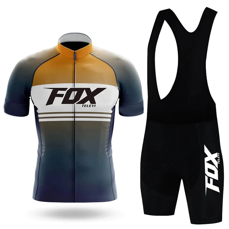 2024 fox teleyi Radfahren Trägerhose Herren MTB Fahrradtrikot Kleidung Sommer Komplette Rennradkleidung Schnelltrocknendes Sportset