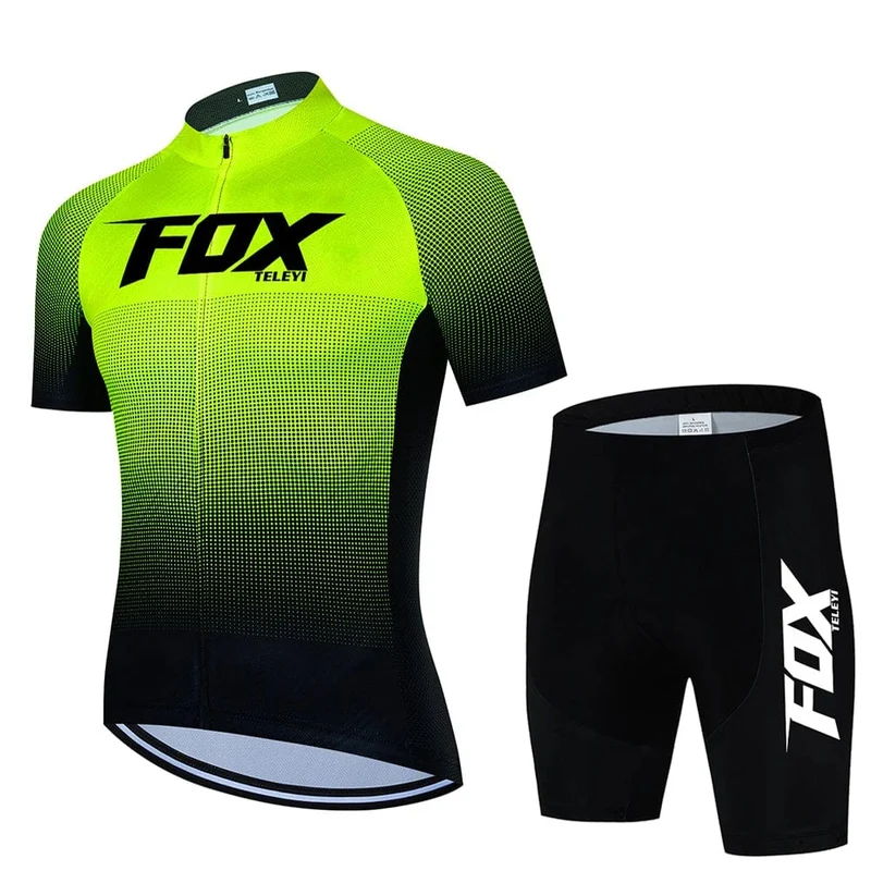 2024 fox teleyi Radfahren Trägerhose Herren MTB Fahrradtrikot Kleidung Sommer Komplette Rennradkleidung Schnelltrocknendes Sportset