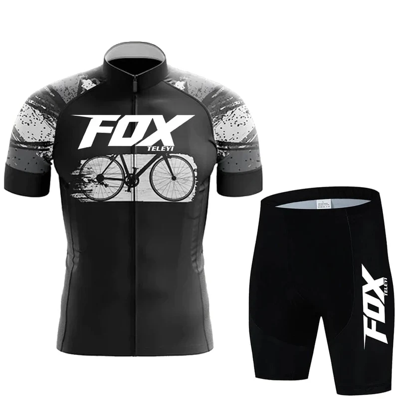2024 fox teleyi Radfahren Trägerhose Herren MTB Fahrradtrikot Kleidung Sommer Komplette Rennradkleidung Schnelltrocknendes Sportset