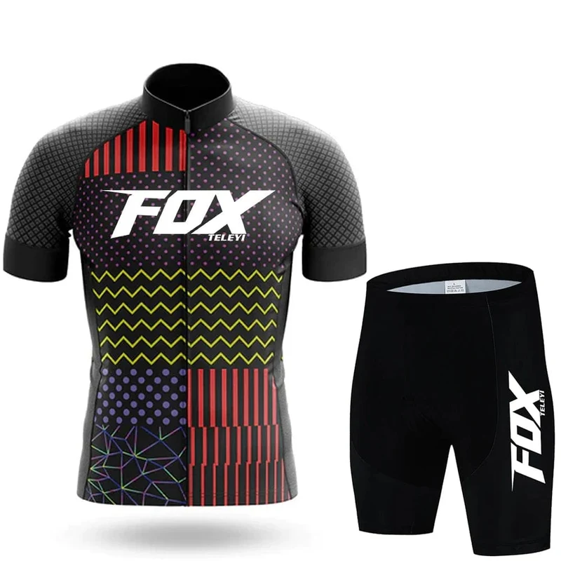 2024 fox teleyi Radfahren Trägerhose Herren MTB Fahrradtrikot Kleidung Sommer Komplette Rennradkleidung Schnelltrocknendes Sportset