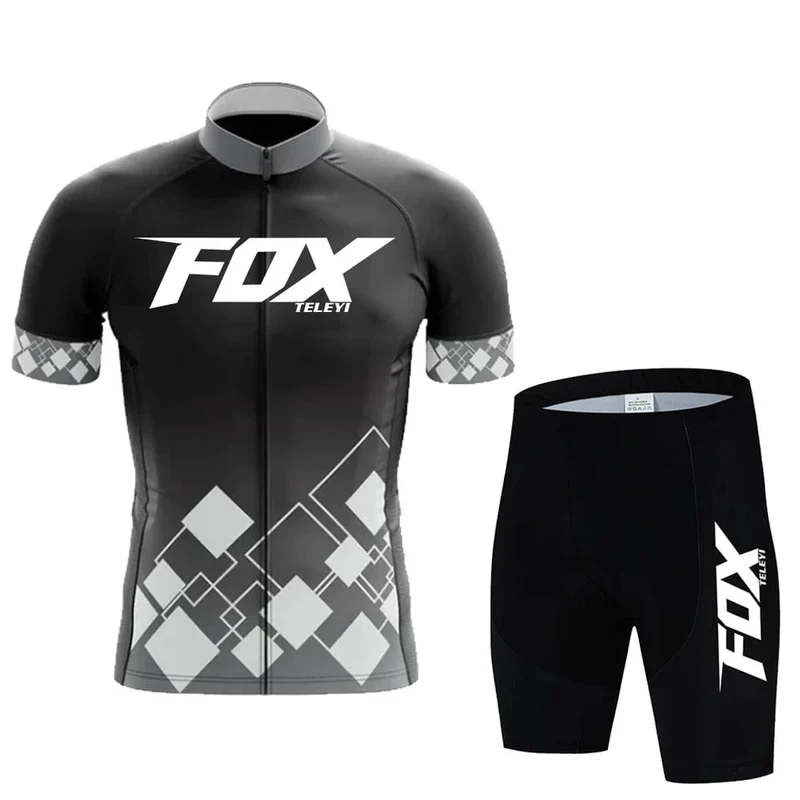 2024 fox teleyi Radfahren Trägerhose Herren MTB Fahrradtrikot Kleidung Sommer Komplette Rennradkleidung Schnelltrocknendes Sportset