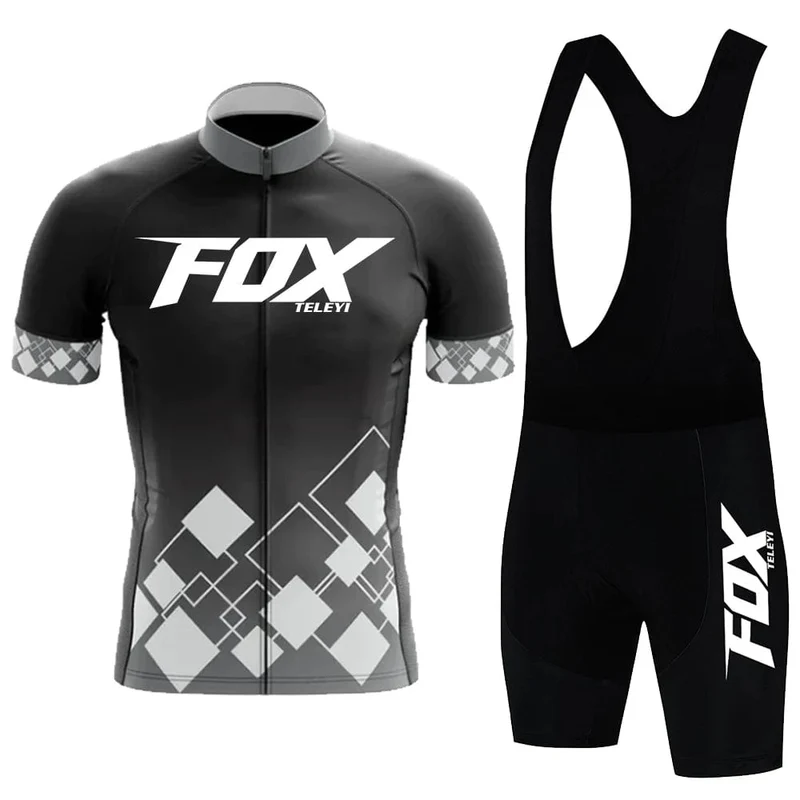 2024 fox teleyi Radfahren Trägerhose Herren MTB Fahrradtrikot Kleidung Sommer Komplette Rennradkleidung Schnelltrocknendes Sportset