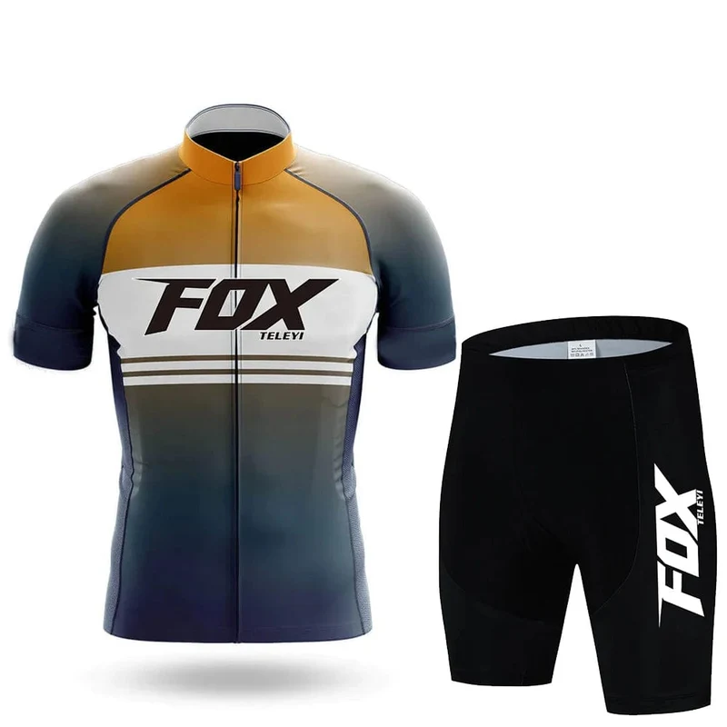 2024 fox teleyi Radfahren Trägerhose Herren MTB Fahrradtrikot Kleidung Sommer Komplette Rennradkleidung Schnelltrocknendes Sportset