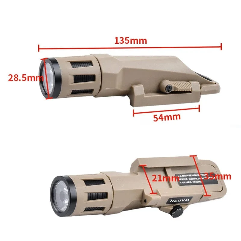 WML Lange taktische Taschenlampe, Jagd, Scout, Pistole, Gewehr, Gewehr, Zubehör, konstant an/momentan an/Stroboskop, passend für 20 mm Picatinny-Schiene