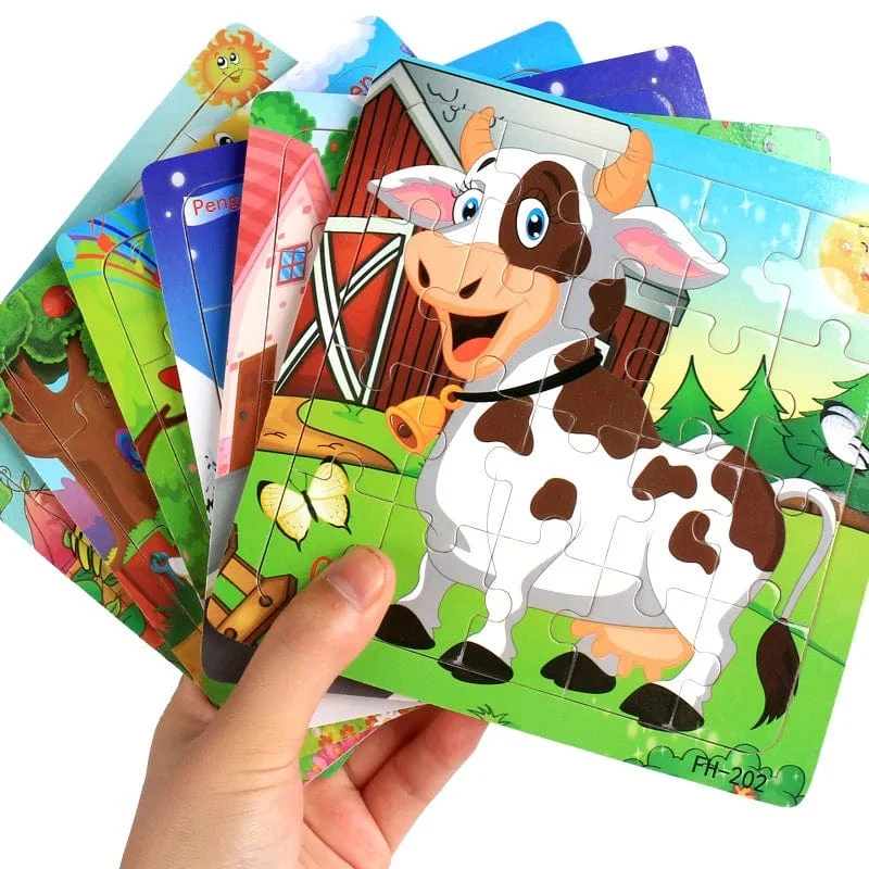 Neue 20 Stück Montessori 3d Puzzle Cartoon Tier Fahrzeug Jigsaw Holz Puzzle Spiel Frühen Lernen Pädagogisches Spielzeug Für Kinder