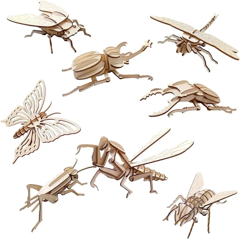 3D-Holz-Insekten-Puzzle, Tierskelett-Montagemodell, Puzzle, DIY-Holzhandwerk, 3D-Puzzle, STEM-Spielzeug, Geschenke für Kinder, Erwachsene, Teenager