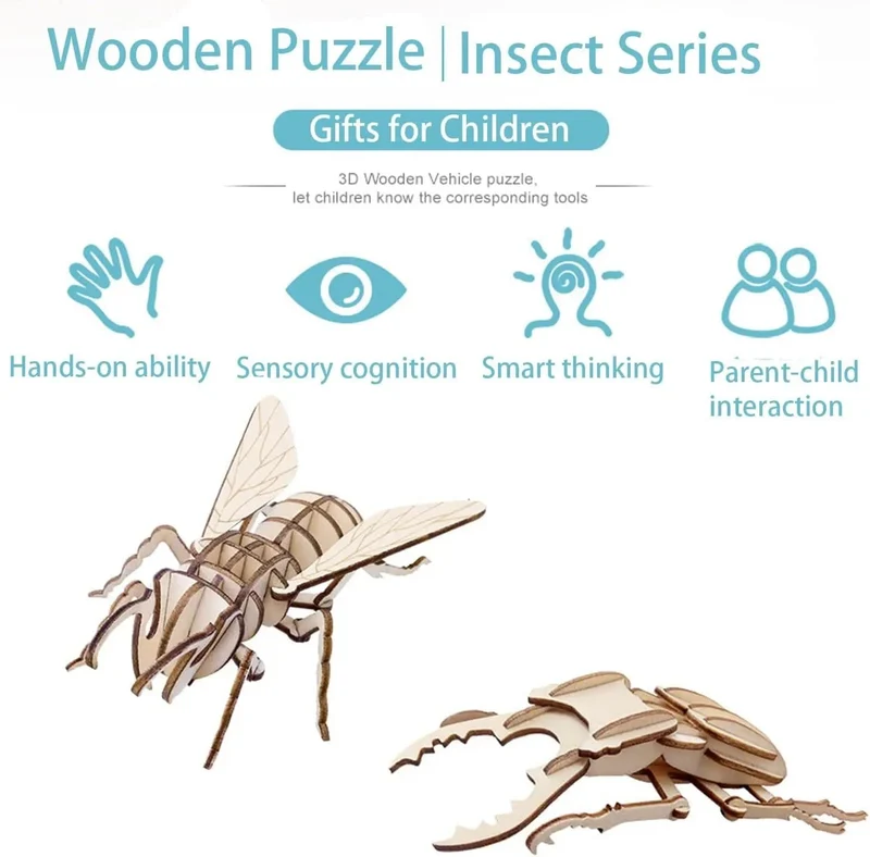 3D-Holz-Insekten-Puzzle, Tierskelett-Montagemodell, Puzzle, DIY-Holzhandwerk, 3D-Puzzle, STEM-Spielzeug, Geschenke für Kinder, Erwachsene, Teenager