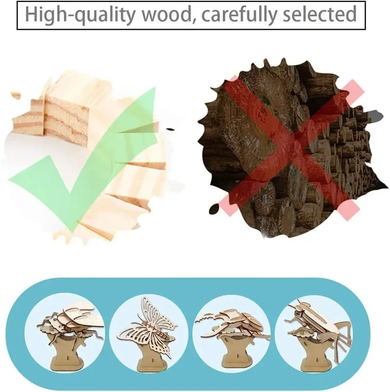 3D-Holz-Insekten-Puzzle, Tierskelett-Montagemodell, Puzzle, DIY-Holzhandwerk, 3D-Puzzle, STEM-Spielzeug, Geschenke für Kinder, Erwachsene, Teenager
