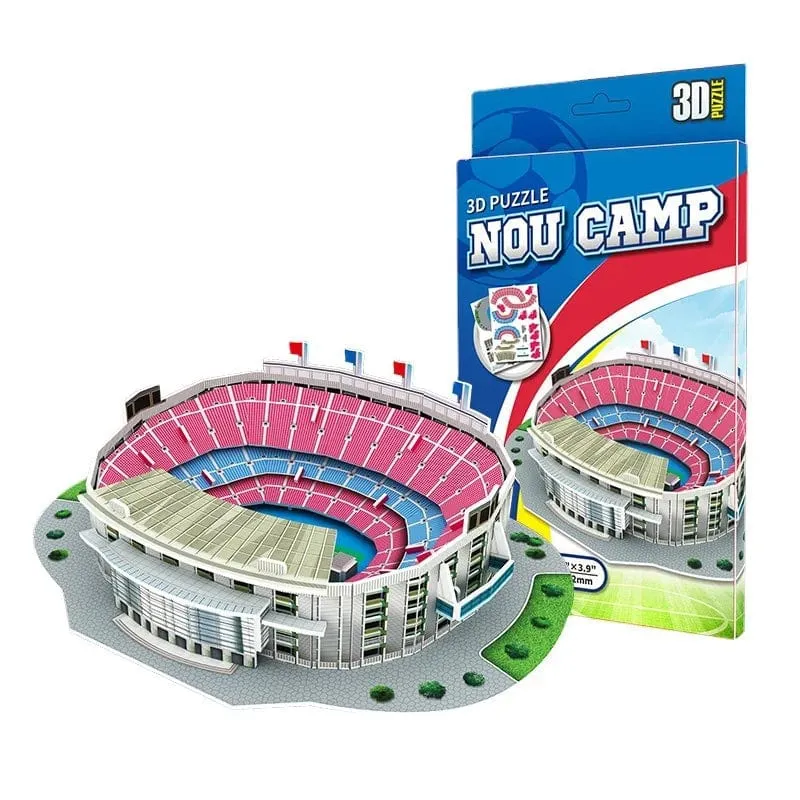 Handflächengroßes DIY 3D-Fußballfeld-Puzzle, Mini-Fußballstadion-Gebäudemodell, Montage, handgefertigte Spielzeuge, Desktop-Dekorationen