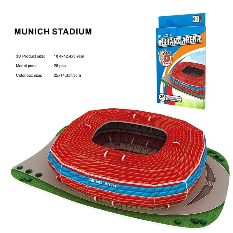 Handflächengroßes DIY 3D-Fußballfeld-Puzzle, Mini-Fußballstadion-Gebäudemodell, Montage, handgefertigte Spielzeuge, Desktop-Dekorationen