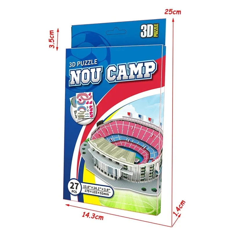Handflächengroßes DIY 3D-Fußballfeld-Puzzle, Mini-Fußballstadion-Gebäudemodell, Montage, handgefertigte Spielzeuge, Desktop-Dekorationen