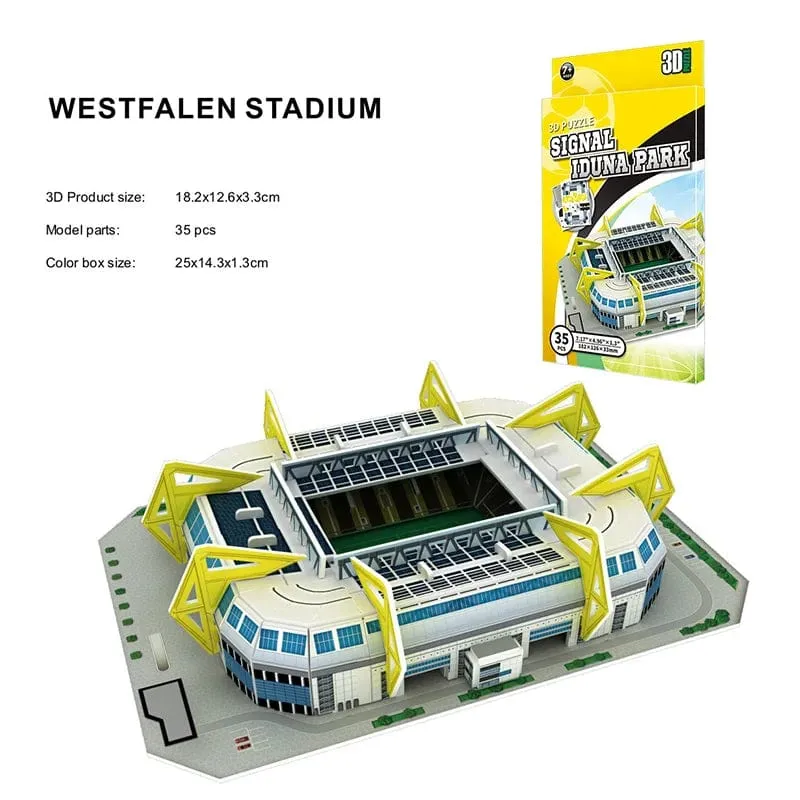 Handflächengroßes DIY 3D-Fußballfeld-Puzzle, Mini-Fußballstadion-Gebäudemodell, Montage, handgefertigte Spielzeuge, Desktop-Dekorationen